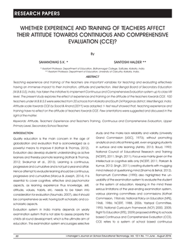 Whether Experience and Training of Teachers Affect Their Attitude Towards Continuous and Comprehensive Evaluation (Cce)?