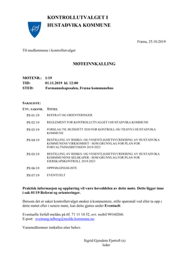 Kontrollutvalget I Hustadvika Kommune