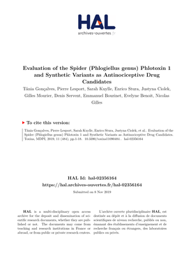 Phlotoxin 1 and Synthetic Variants As Antinociceptive Drug Candidates