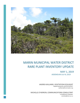 Marin Municipal Water District Rare Plant Inventory Update