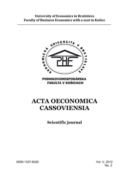 Acta Oeconomica Cassoviensia 2-2012