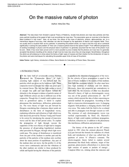 On the Massive Nature of Photon