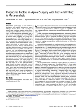 Prognostic Factors in Apical Surgery with Root-End Filling: a Meta-Analysis Thomas Von Arx, DMD,* Miguel Pen˜Arrocha, DDS, Phd,† and Storga˚Rd Jensen, DDS*‡