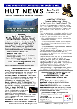 HUT NEWS February 2015 “Nature Conservation Saves for Tomorrow”