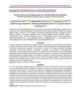 1 Review of the Use of Oregano Spp. Oil in Animal Health and Production