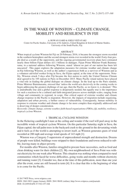 Climate Change, Mobility and Resiliency in Fiji