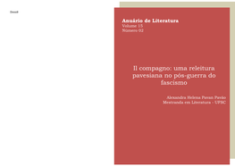 Il Compagno: Uma Releitura Pavesiana No Pós-Guerra Do Fascismo