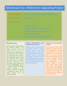 Moratuwa City –Wide Slum Upgrading Project