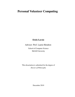 Personal Volunteer Computing