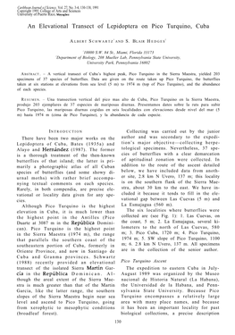 An Elevational Transect of Lepidoptera on Pico Turquino, Cuba