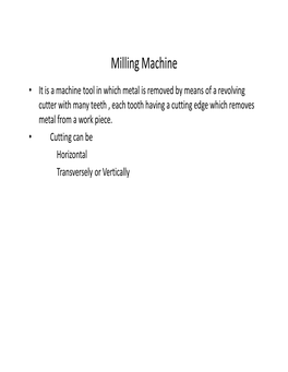 Milling Machine