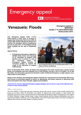 Venezuela: Floods MDRVE001 GLIDE N° FL-2010-000240-VEN 29 December 2010