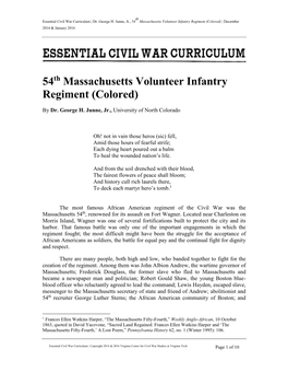 54Th Massachusetts Essay