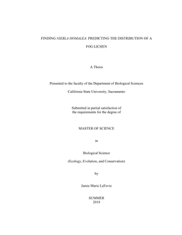 Finding Niebla Homalea: Predicting the Distribution of a Fog Lichen