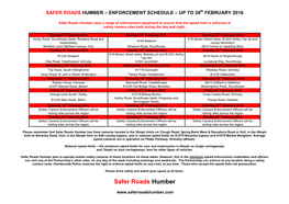 ENFORCEMENT SCHEDULE – up to 28Th FEBRUARY 2016