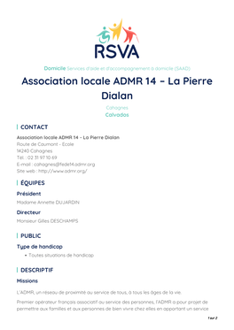 Association Locale ADMR 14 – La Pierre Dialan Cahagnes Calvados