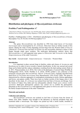 Distribution and Phylogeny of Mycosisymbrium Cirrhosum