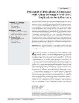 Interaction of Phosphorus Compounds with Anion-Exchange Membranes: Implications for Soil Analysis