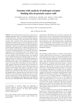 Genome-Wide Analysis of Androgen Receptor Binding Sites in Prostate Cancer Cells