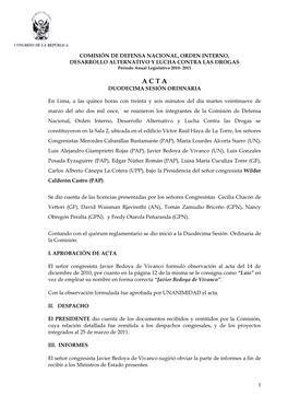 A CONTRA LAS DROGAS Periodo Anual Legislativo 2010- 2011