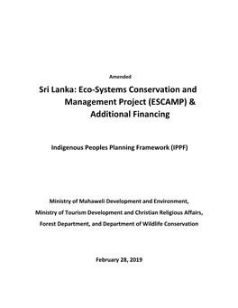 Sri Lanka: Eco-Systems Conservation and Management Project (ESCAMP) &