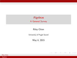 Algebras a General Survey