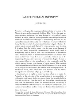 Aristotelian Infinity