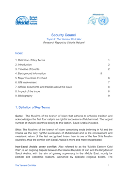 Security Council Topic 3: the Yemeni Civil War Research Report by Vittoria Malusel