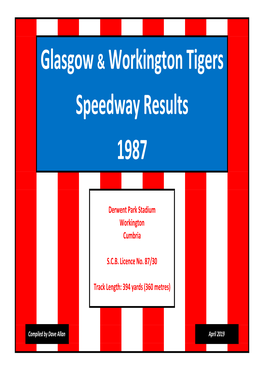 Glasgow & Workington Tigers Speedway Results 1987