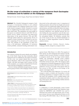 On the Verge of Extinction: a Survey of the Mangrove Finch Cactospiza Heliobates and Its Habitat on the Galápagos Islands