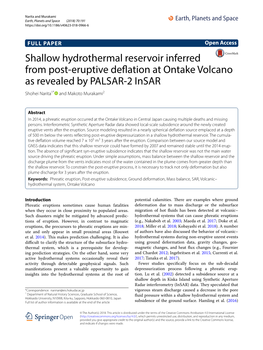 Shallow Hydrothermal Reservoir Inferred from Post-Eruptive Deflation