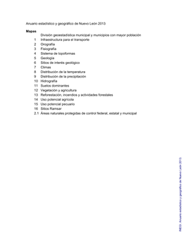 Anuario Estadístico Y Geográfico De Nuevo León 2013. Mapas