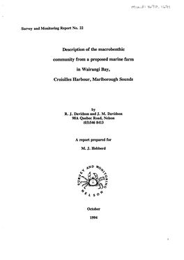 Description of the Macrobenthic Community from a Proposed Marine