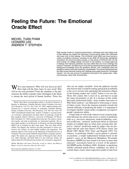 Feeling the Future: the Emotional Oracle Effect