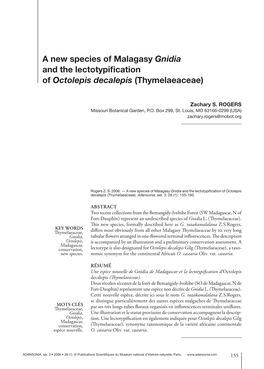 A New Species of Malagasy Gnidia and the Lectotypification of Octolepis