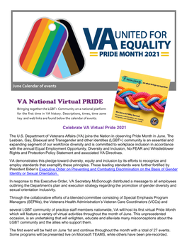 VA National Virtual PRIDE Bringing Together the LGBT+ Community on a National Platform for the First Time in VA History