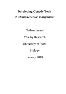 Developing Genetic Tools in Methanococcus Maripaludis