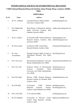 INTERNATIONAL SOCIETY of ENVIRONMENTAL BOTANISTS CSIR-National Botanical Research Institute, Rana Pratap Marg, Lucknow-226001, India