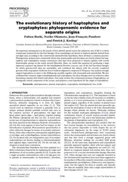 The Evolutionary History of Haptophytes and Cryptophytes