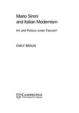 Mario Sironi and Italian Modernism