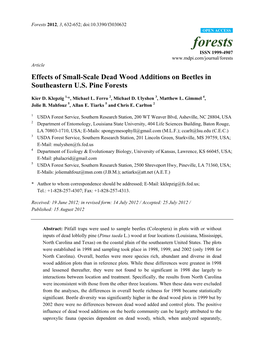 Effects of Small-Scale Dead Wood Additions on Beetles in Southeastern U.S