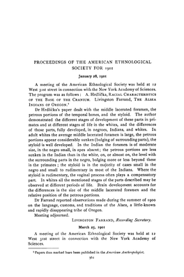 Proceedings of the American Ethnological Society for 1901