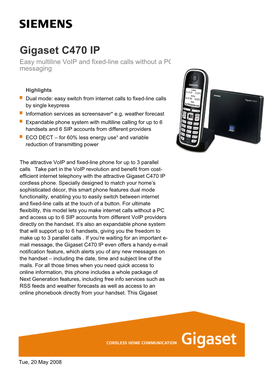 Gigaset C470 IP Easy Multiline Voip and Fixed-Line Calls Without a PC Plus Advanced Messaging