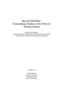 Beyond Disability: Extraordinary Bodies in the Work of William Gibson