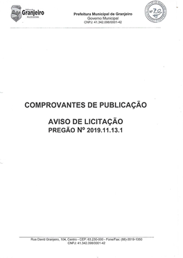 Comprovantes De Publicaçao Aviso De