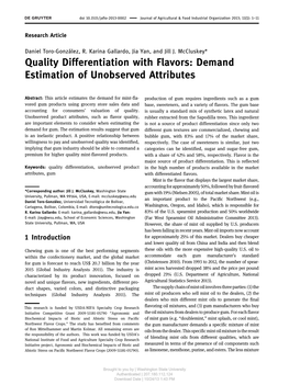 Quality Differentiation with Flavors: Demand Estimation of Unobserved Attributes