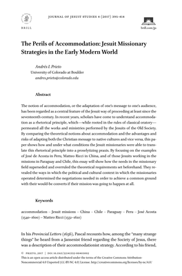 The Perils of Accommodation: Jesuit Missionary Strategies in the Early Modern World