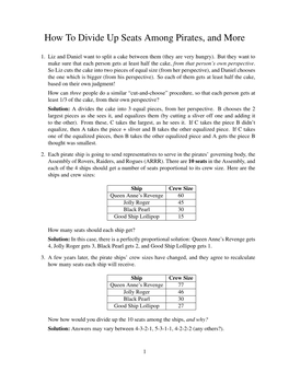 How to Divide up Seats Among Pirates, and More
