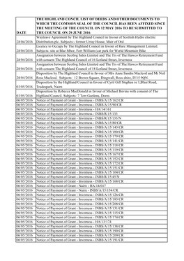 Date the Highland Concil List of Deeds And