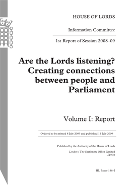 Are the Lords Listening? Creating Connections Between People and Parliament